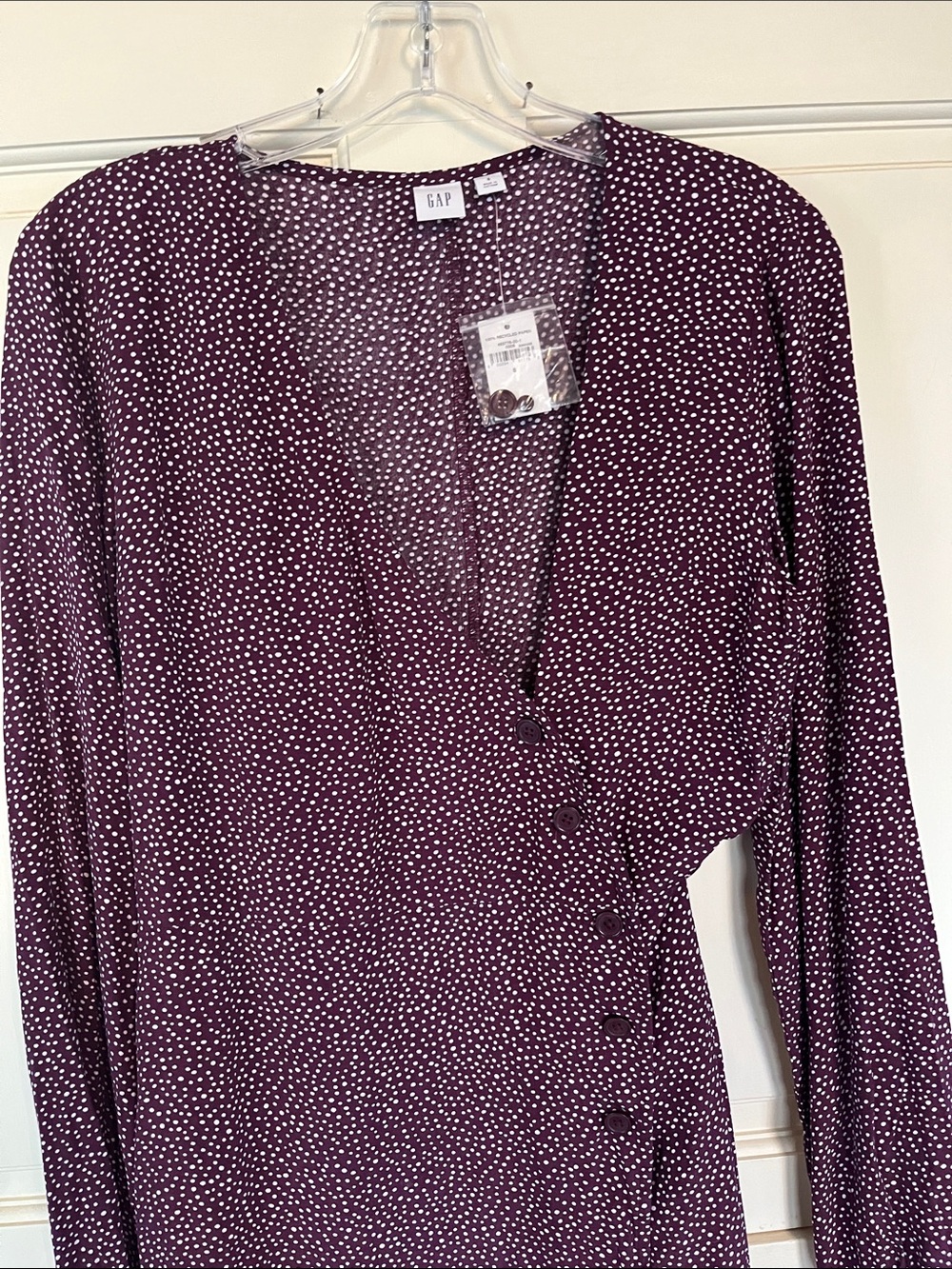 Gap Burgundy Polka Dot Button Front Dress Size 8 NWT